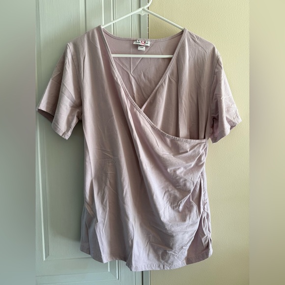 Breastfeeding Nursing short sleeve light purple shirt Times Two Large NWOT - Picture 1 of 6